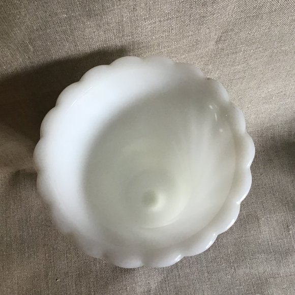 Vintage Milk Glass Swirl Vase E. O. Brody White Milk Glass Swirl Footed Vase - Picture 3 of 4